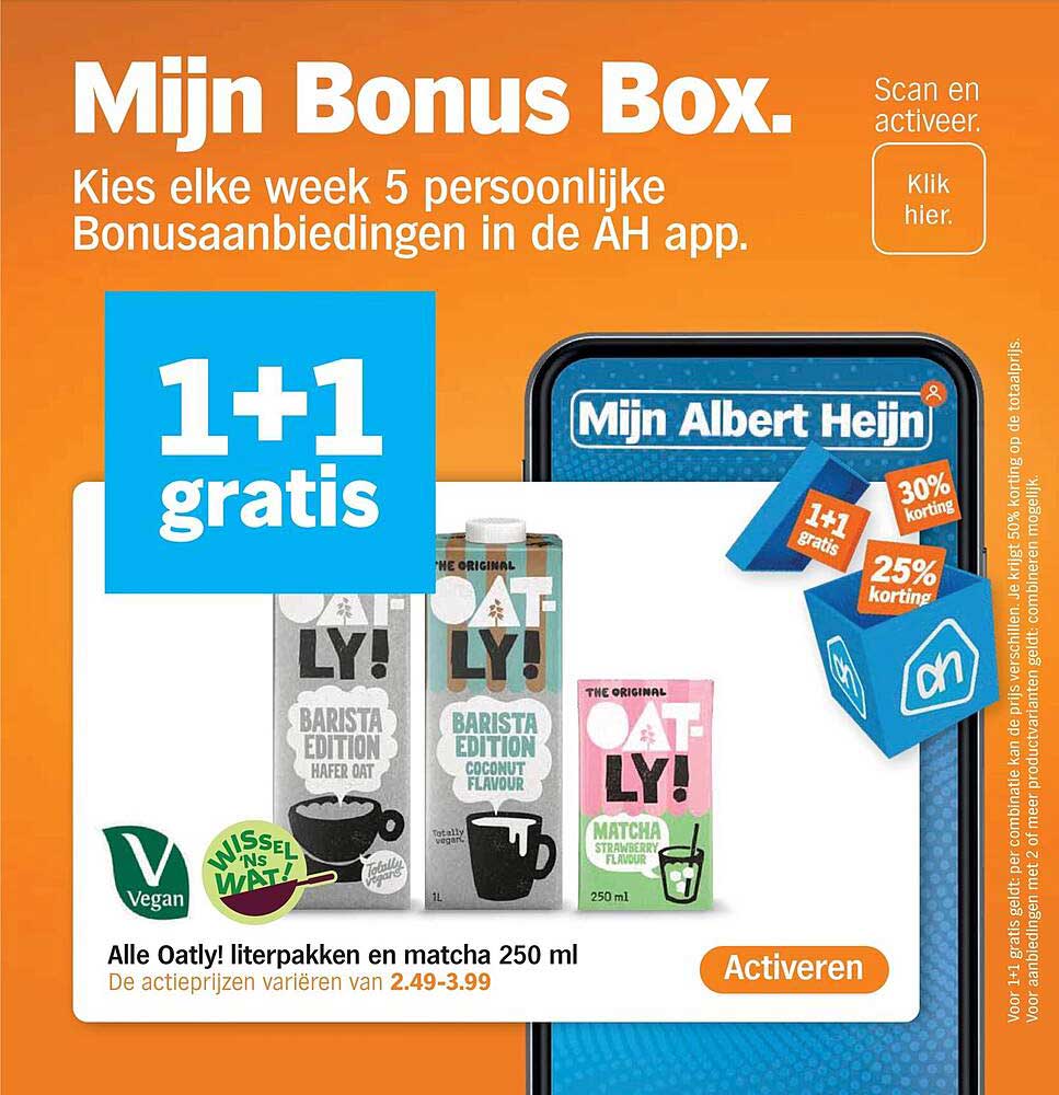 Alle Oatly! literpakken en matcha 250 ml 1+1 gratis