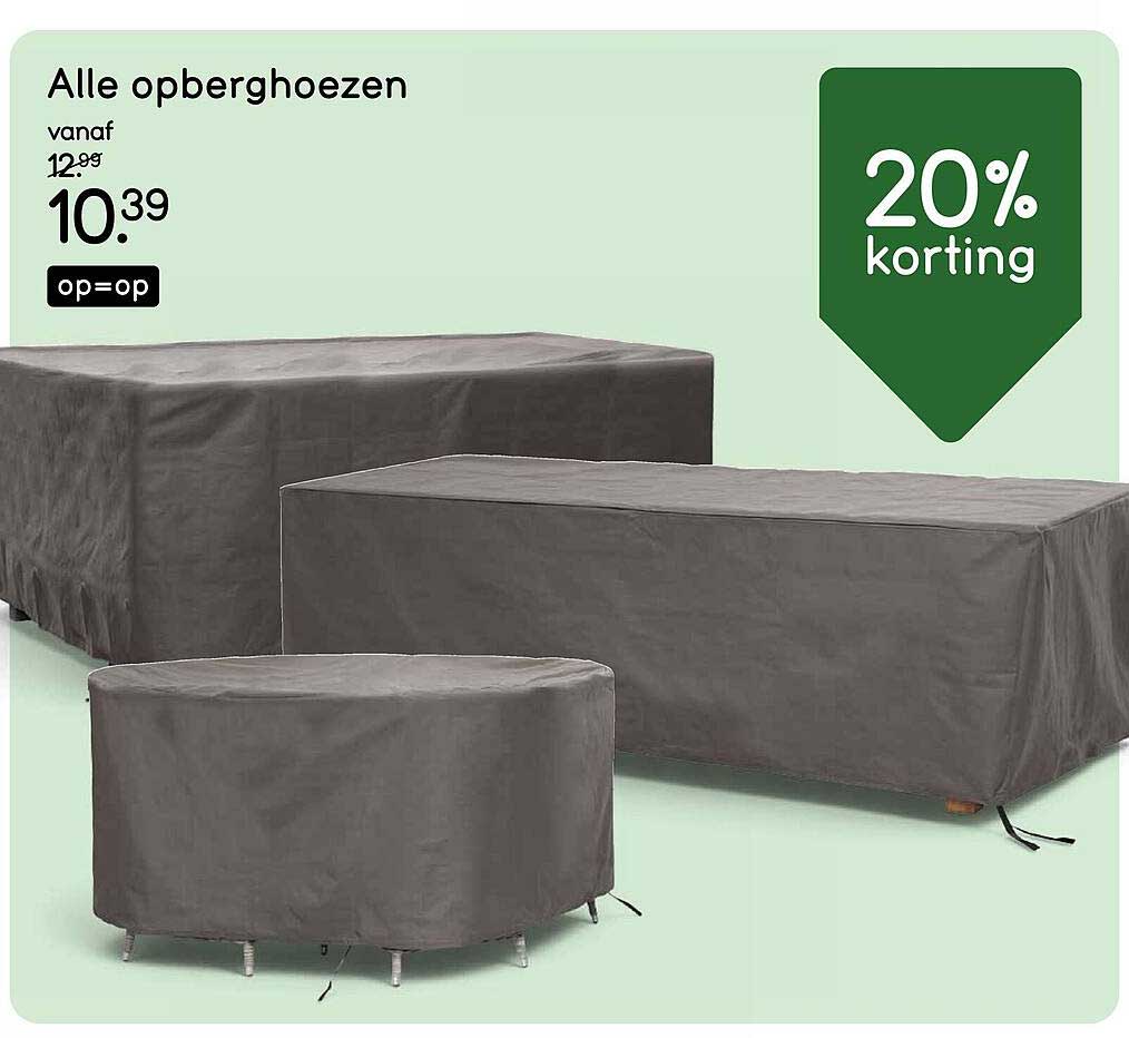 Alle opberghoezen 20% korting