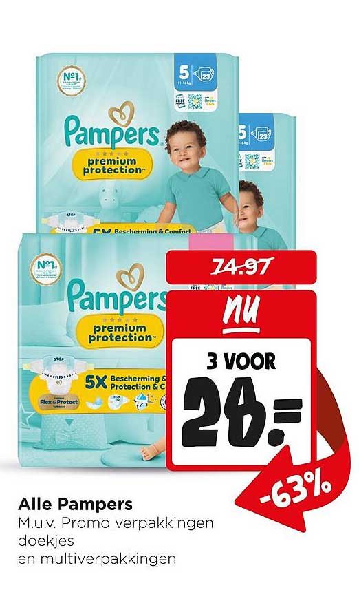 Alle Pampers M.u.v. Promo verpakkingen doekjes en multiverpakkingen -63%