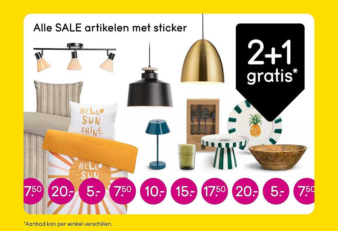 Alle SALE artikelen met sticker 2+1 gratis*