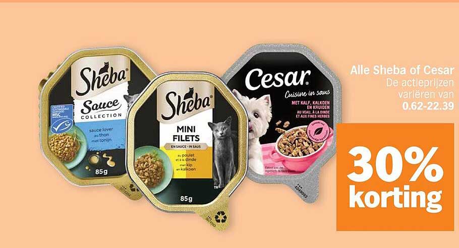 Alle Sheba of Cesar 30% korting