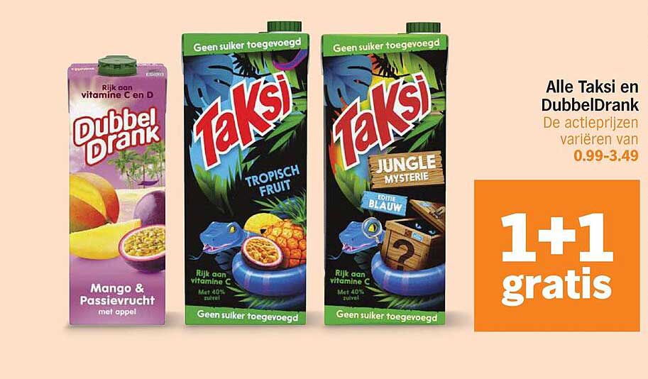 Alle Taksi en DubbelDrank 1+1 gratis