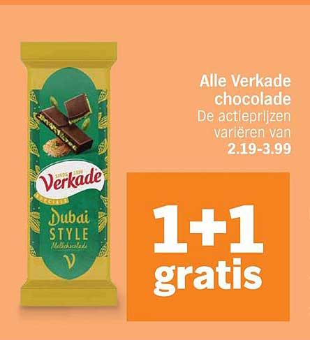 Alle Verkade chocolade 1+1 gratis