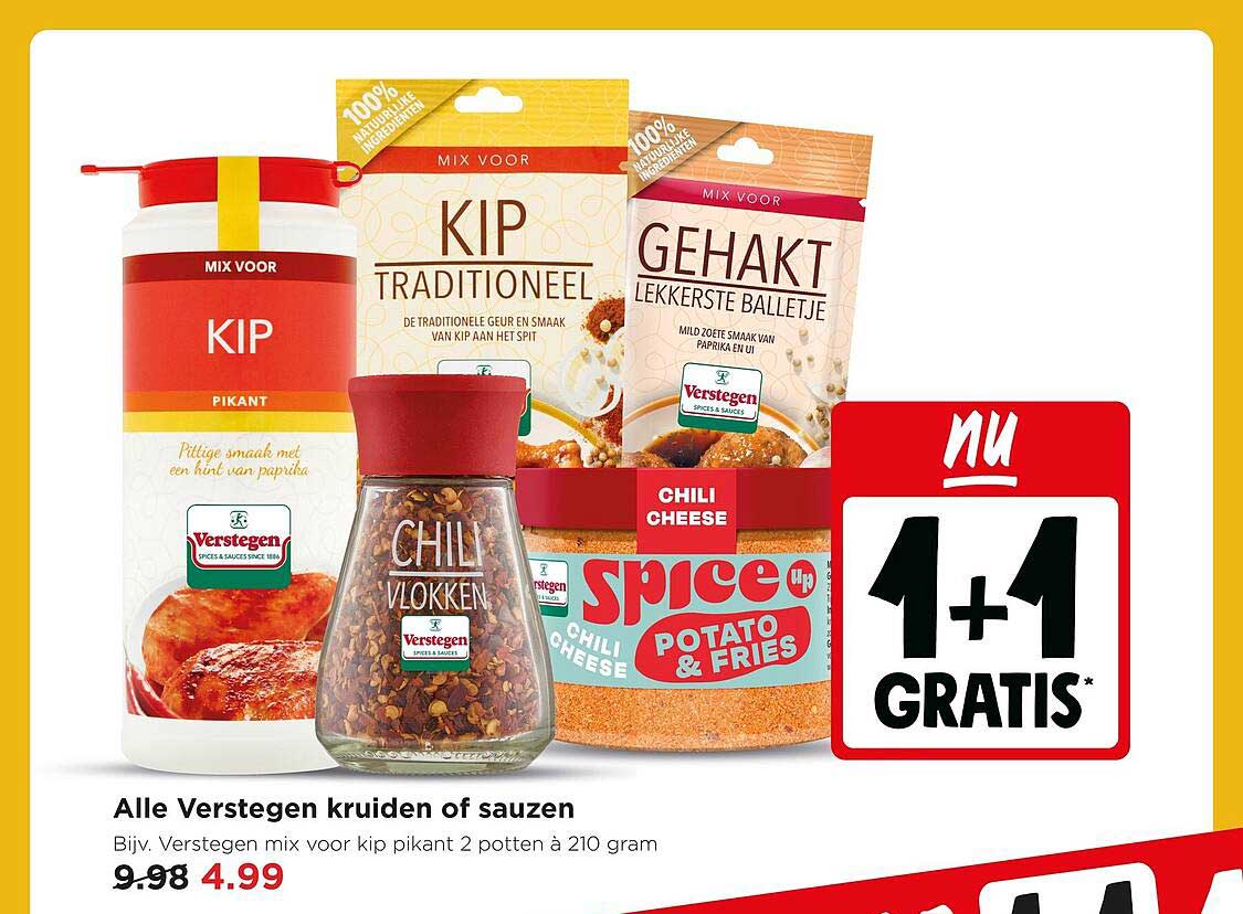 Alle Verstegen kruiden of sauzen 1+1 GRATIS