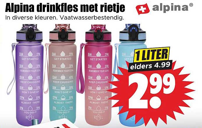 Alpina drinkfles met rietje