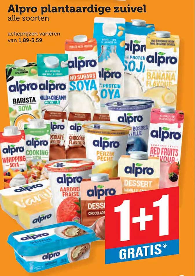 Alpro plantaardige zuivel alle soorten 1+1 gratis