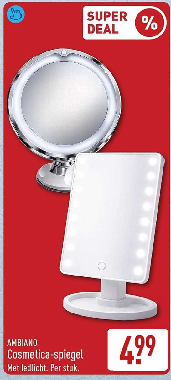 AMBIANO Cosmetica-spiegel Met ledlicht. Per stuk.