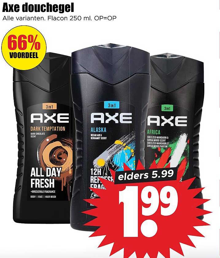 Axe douchegel 66% voordeel