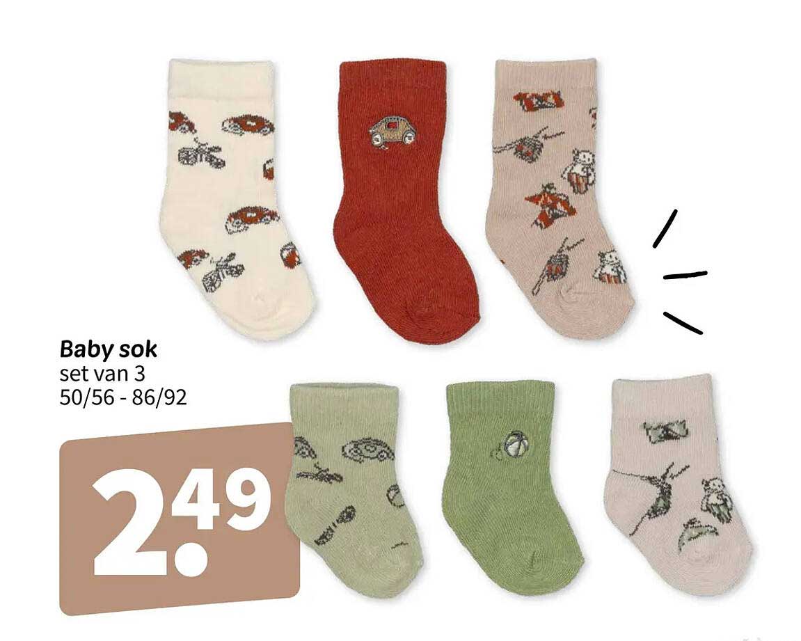 Baby sok set van 3 50/56 - 86/92