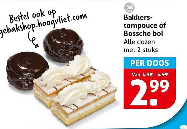 Bakkers-tompouce of Bossche bol Alle dozen met 2 stuks PER DOOS