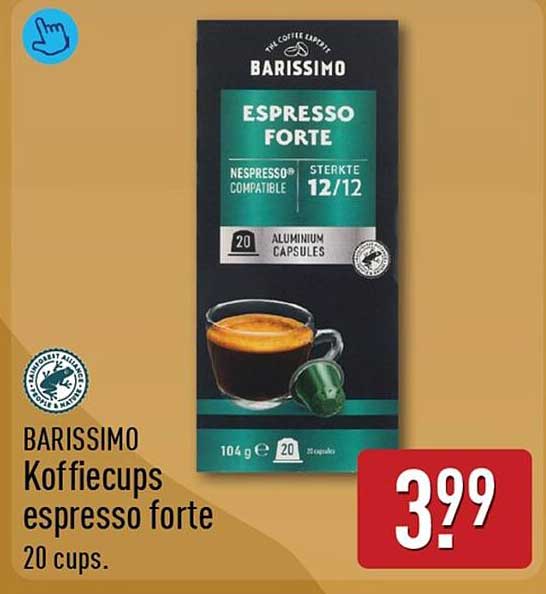 BARISSIMO Koffiecups espresso forte 20 cups.