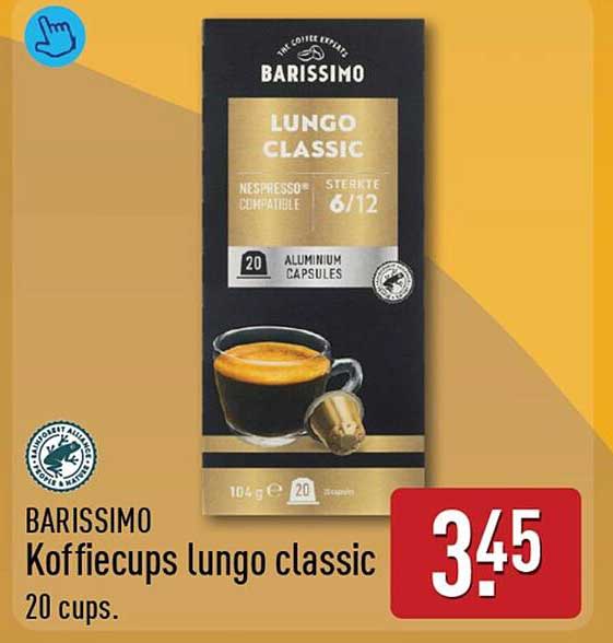 BARISSIMO Koffiecups lungo classic 20 cups.
