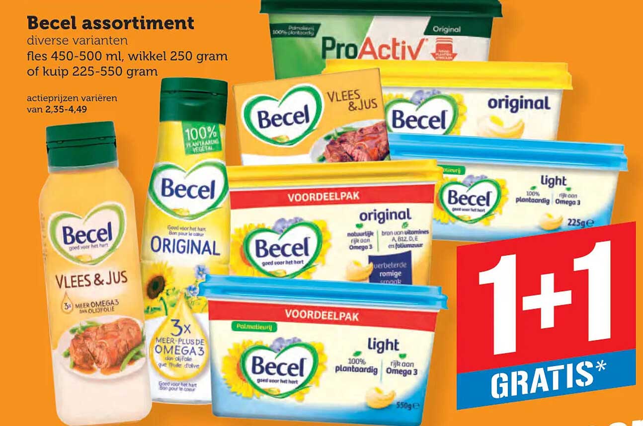 Becel assortiment 1+1 gratis