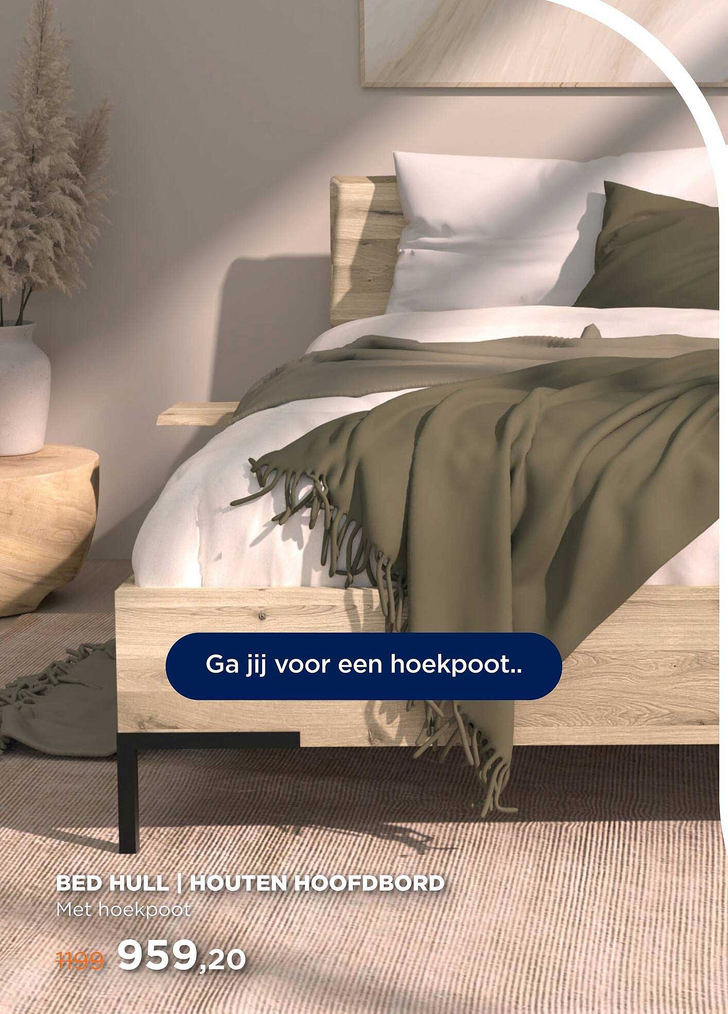 BED HULL | HOUTEN HOOFDBOORD Met hoekpoot