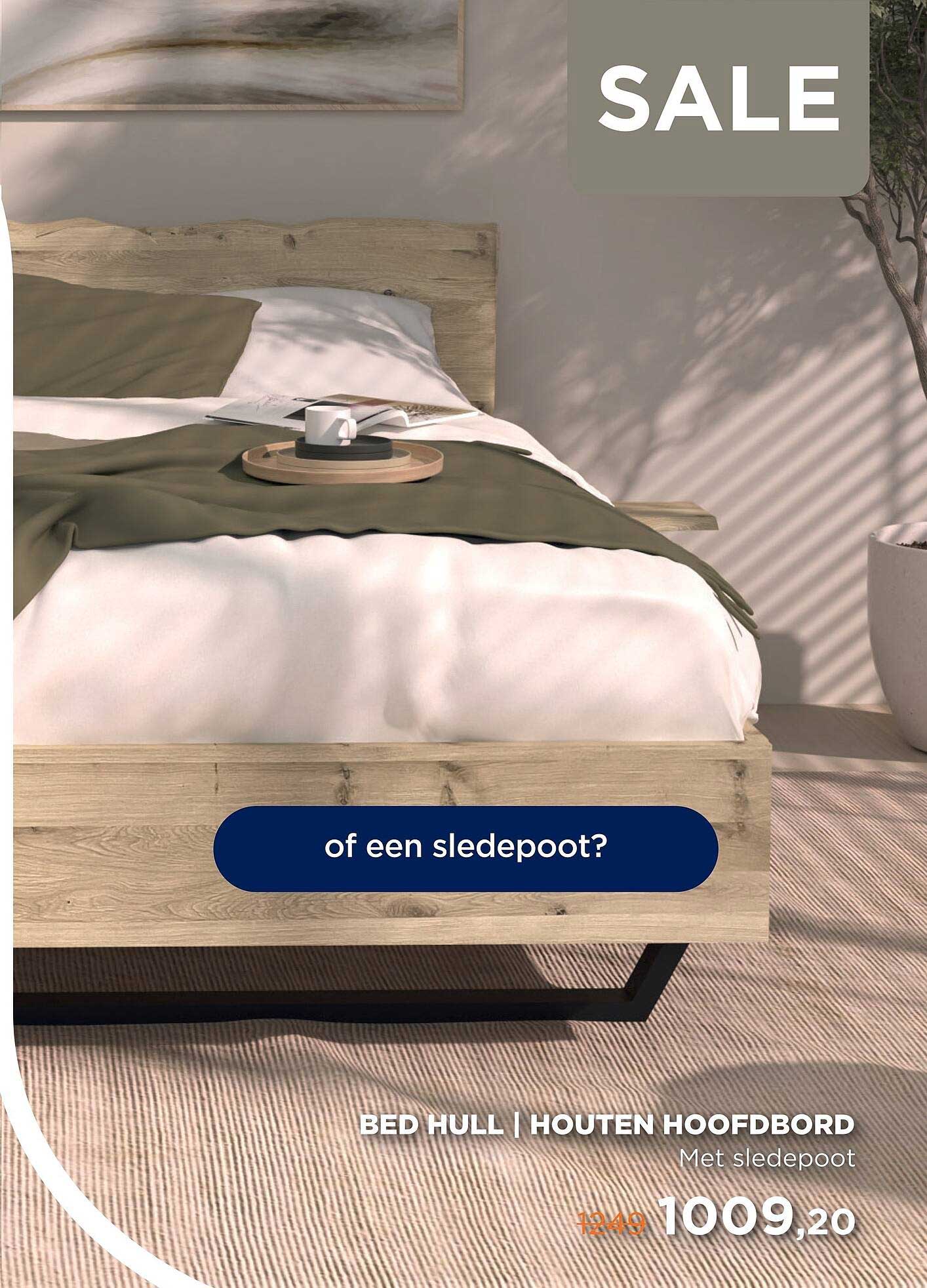 BED HULL | HOUTEN HOOFDBORD Met sledepot