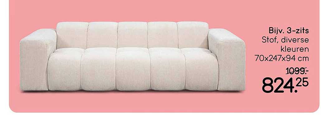 Bijv. 3-zits Sto, diverse kleuren 70x247x94 cm