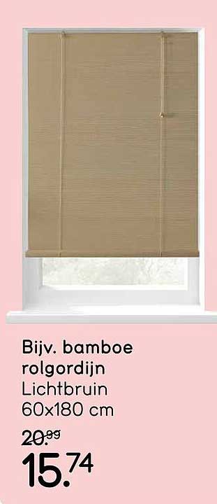 Bijv. bamboe rolgordijn Lichtbruin 60x180 cm