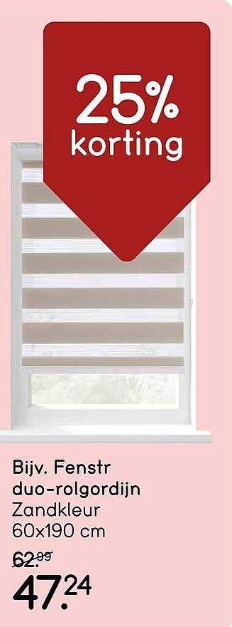 Bijv. Fenstr duo-rolgordijn Zandkleur 60x190 cm 25% korting