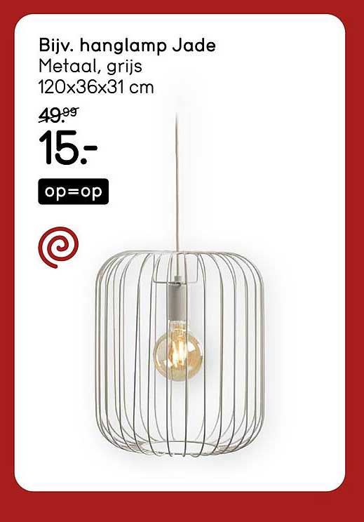 Bijv. hanglamp Jade Metaal, grijs 120x36x31 cm op=op
