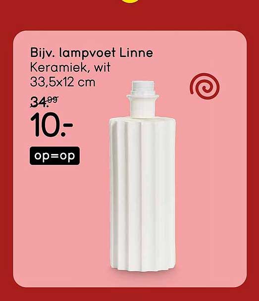 Biv. lampvoet Linne Keramiek, wit 33,5x12 cm op=op