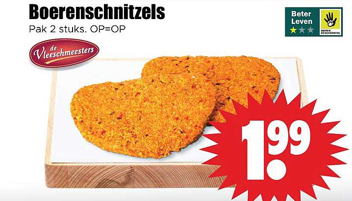 Boerenschnitzels Pak 2 stuks. OP=OP