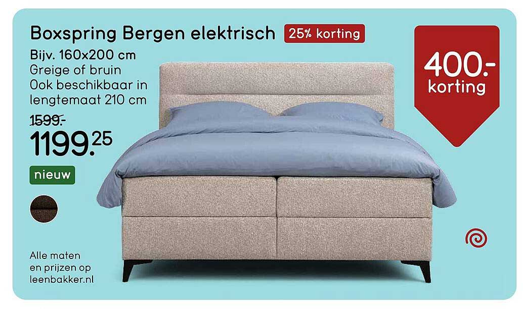 Boxspring Bergen elektrisch 25% korting