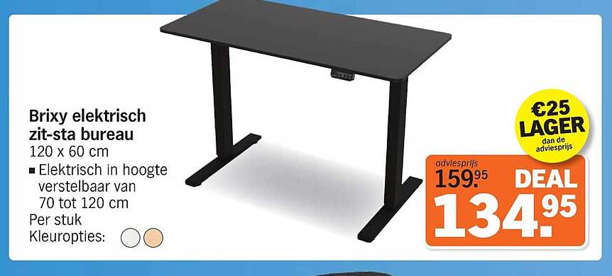 Brixy elektrisch zit-sta bureau 120 x 60 cm