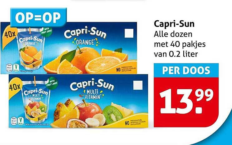 Capri-Sun Alle dozen met 40 pakjes van 0.2 liter OP=OP