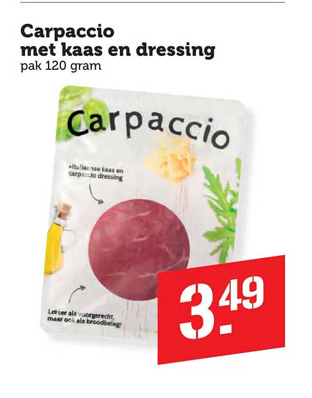 Carpaccio met kaas en dressing