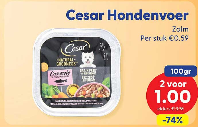 Cesar Hondenv​oer Zalm 100gr 2 voor 1,00 -74%