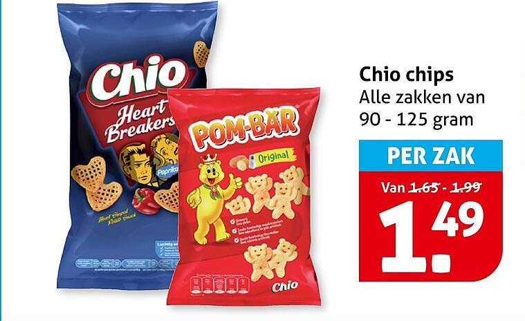 Chio chips Alle zakken van 90 - 125 gram PER ZAK