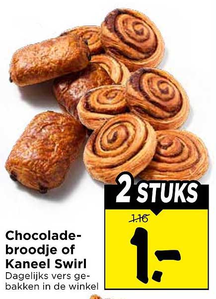 Chocolade-broodje of Kaneel Swirl 2 STUKS
