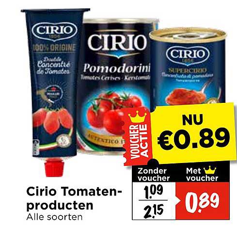 Cirio Tomaten-producten Alle soorten