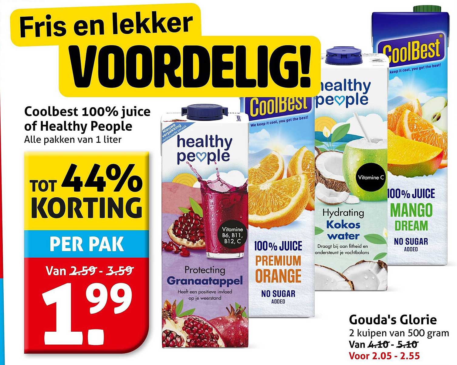 Coolbest 100% juice of Healthy People Alle pakken van 1 liter TOT 44% KORTING PER PAK
