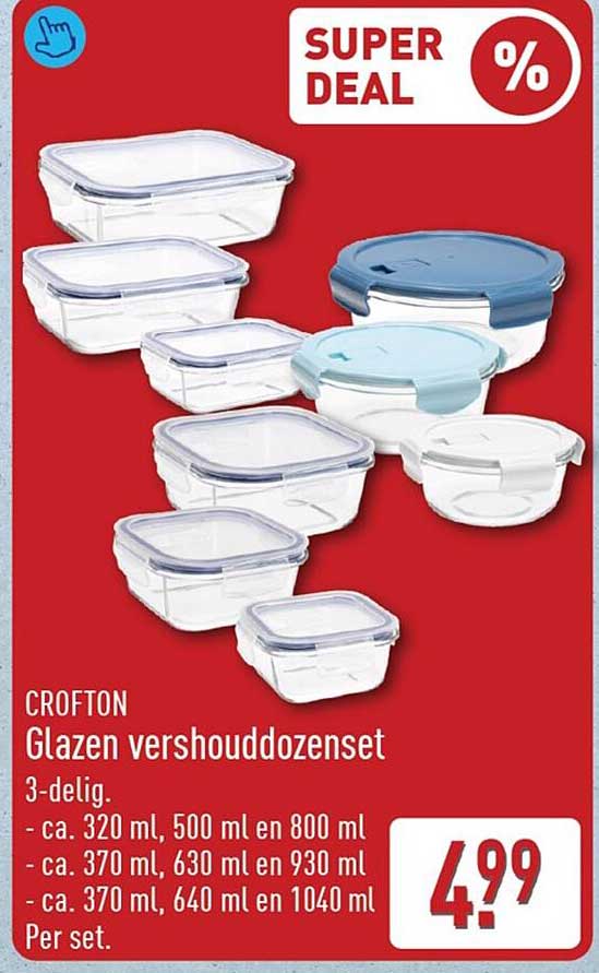 CROFTON Glazen vershouddozenset 3-delig.