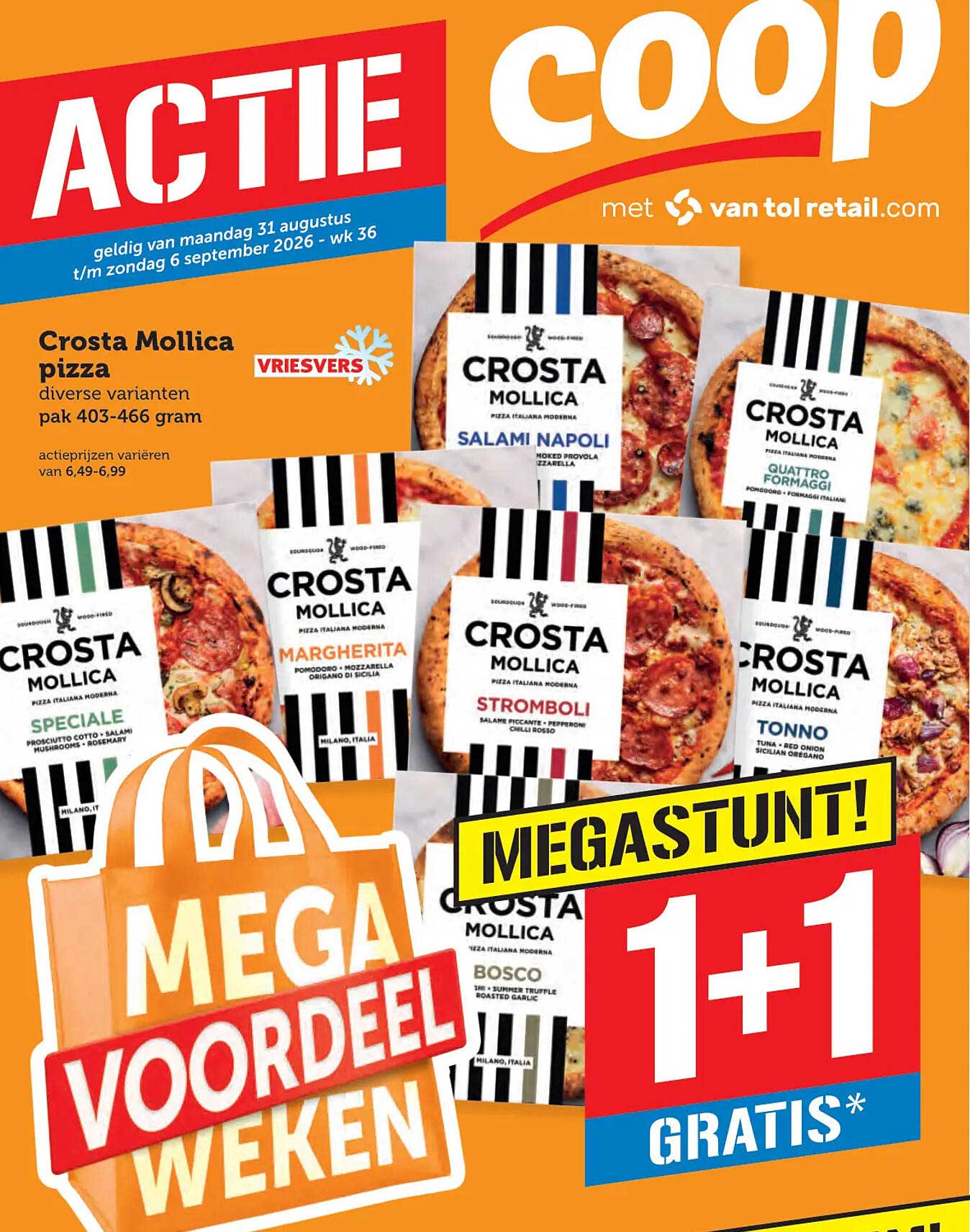 Crosta Mollica pizza diverse varianten pak 403-466 gram 1+1 gratis