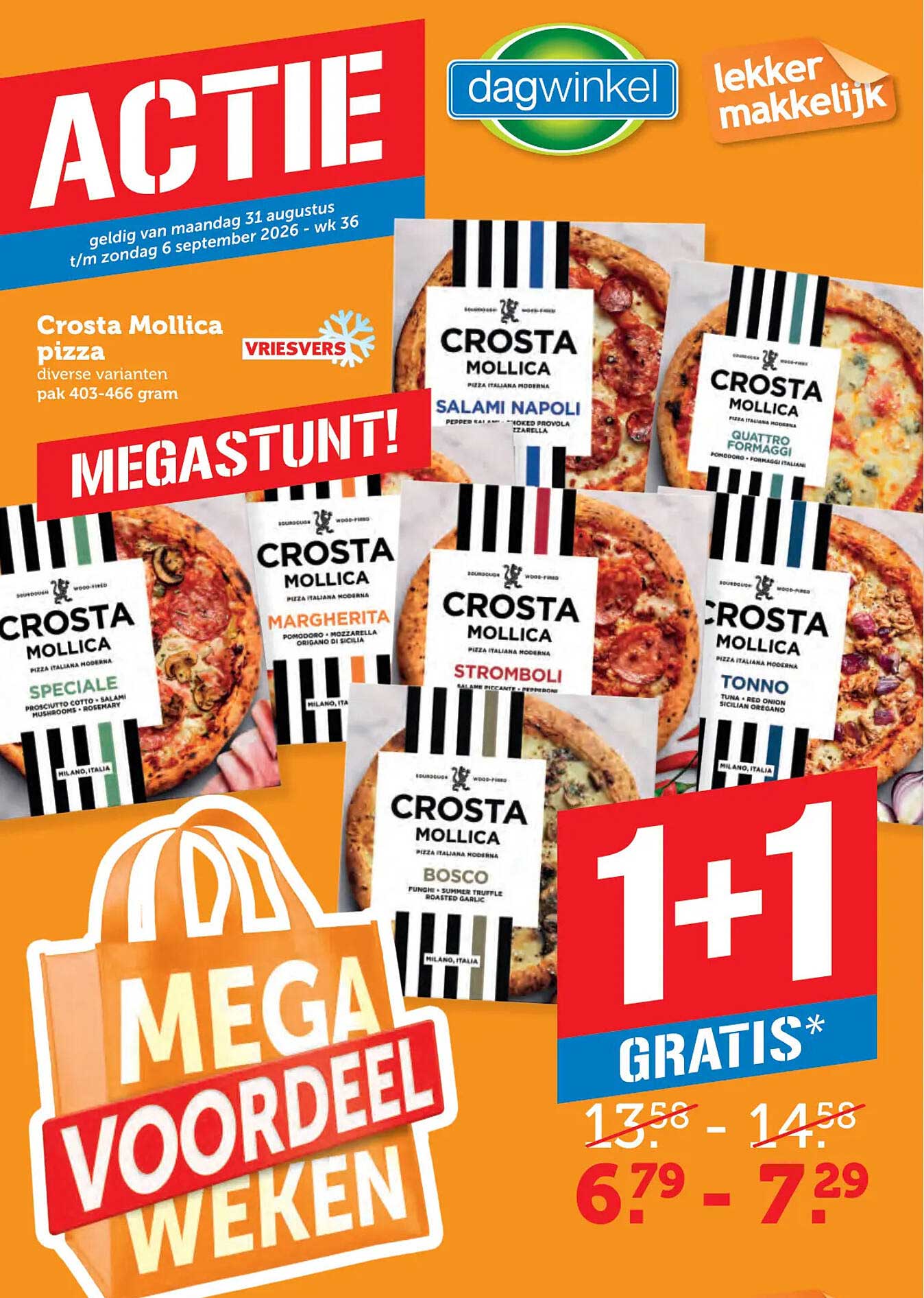 Crosta Mollica pizza diverse varianten pak 403-466 gram 1+1 gratis