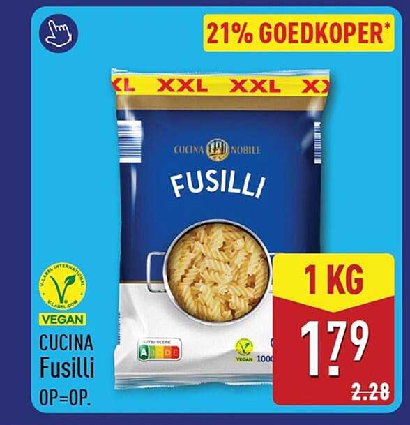 Cucina Fusilli 1 kg 21% goedkoper*