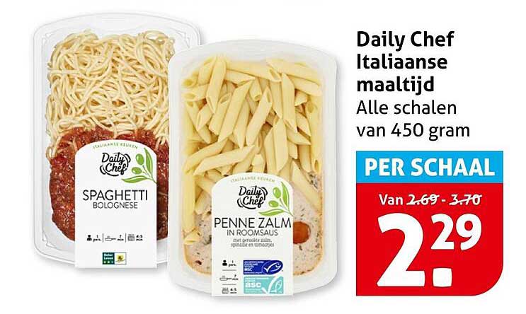 Daily Chef Italiaanse maaltijd Alle schalen van 450 gram PER SCHAAL