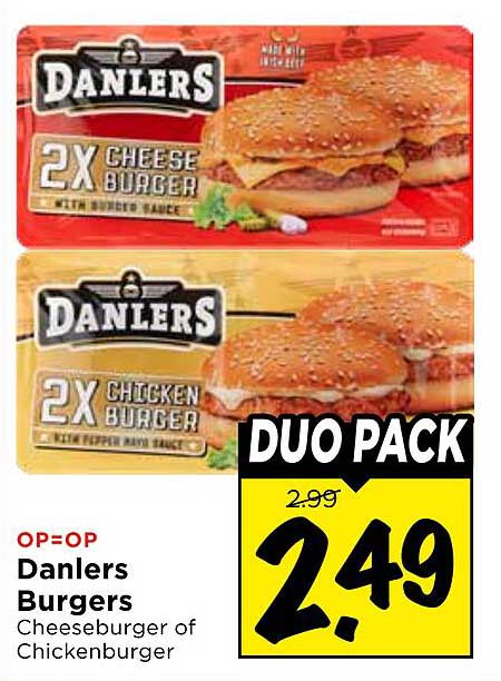 Danlers Burgers Cheeseburger of Chickenburger DUO PACK