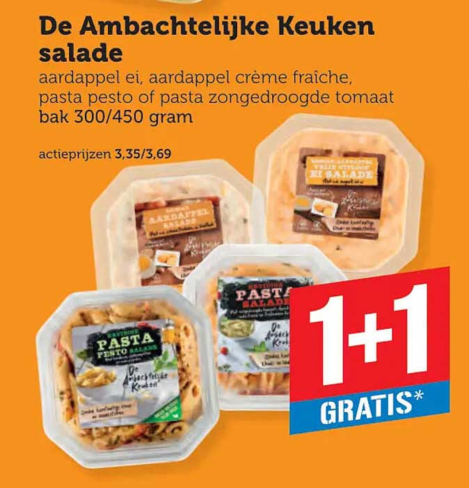 De Ambachtelijke Keuken salade 1+1 gratis