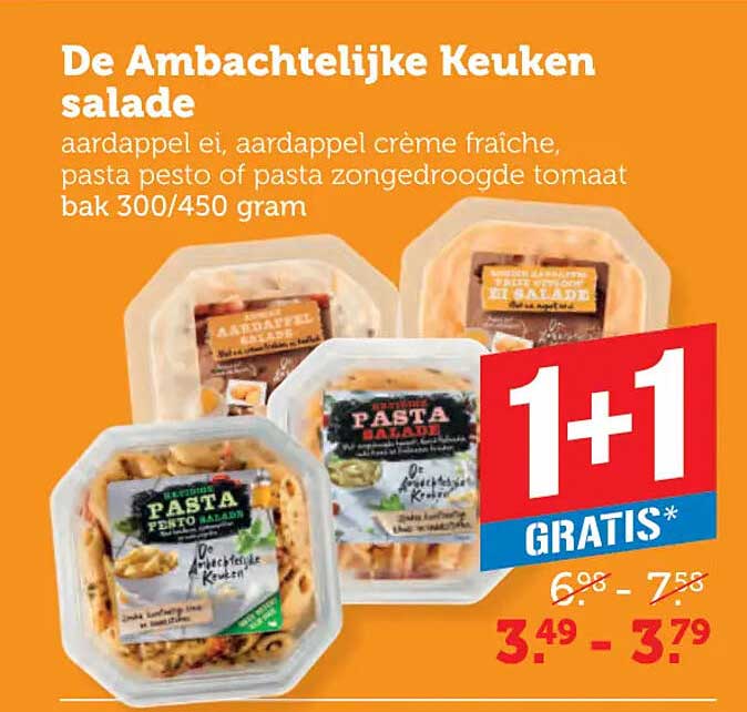 De Ambachtelijke Keuken salade 1+1 GRATIS*