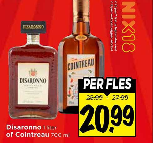 Disaronno 1 liter of Cointreau 700 ml PER FLES