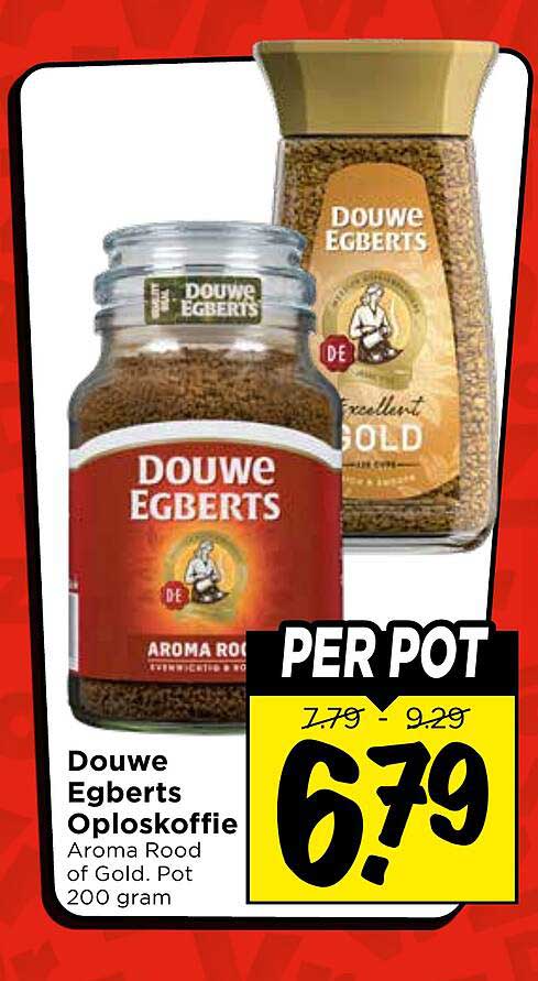 Douwe Egberts Oploskoffie Aroma Rood of Gold, Pot 200 gram