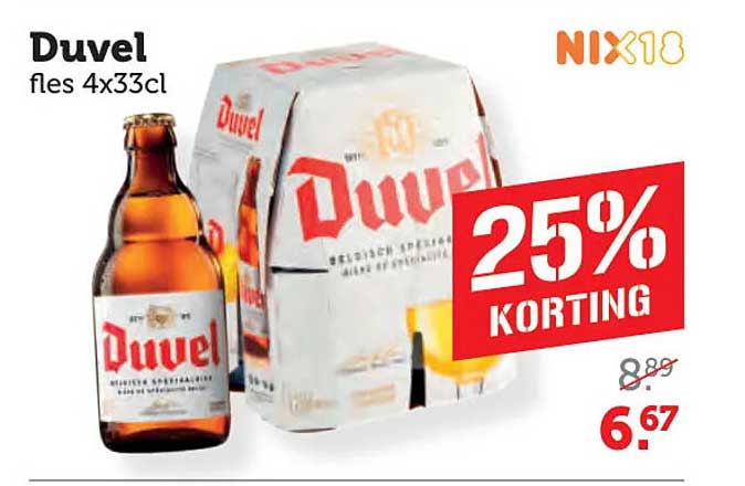 Duvel fles 4x33cl 25% korting