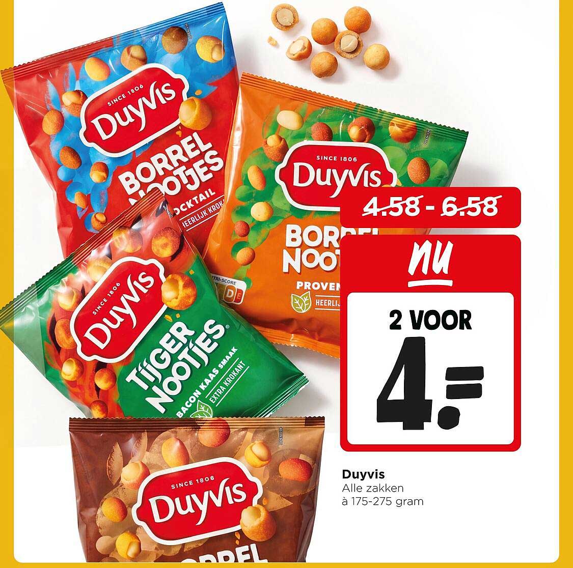 Duyvis alle zakken à 175-275 gram 2 voor 4.-