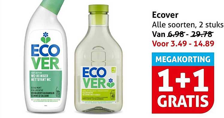 Ecover Alle soorten, 2 stuks 1+1 GRATIS