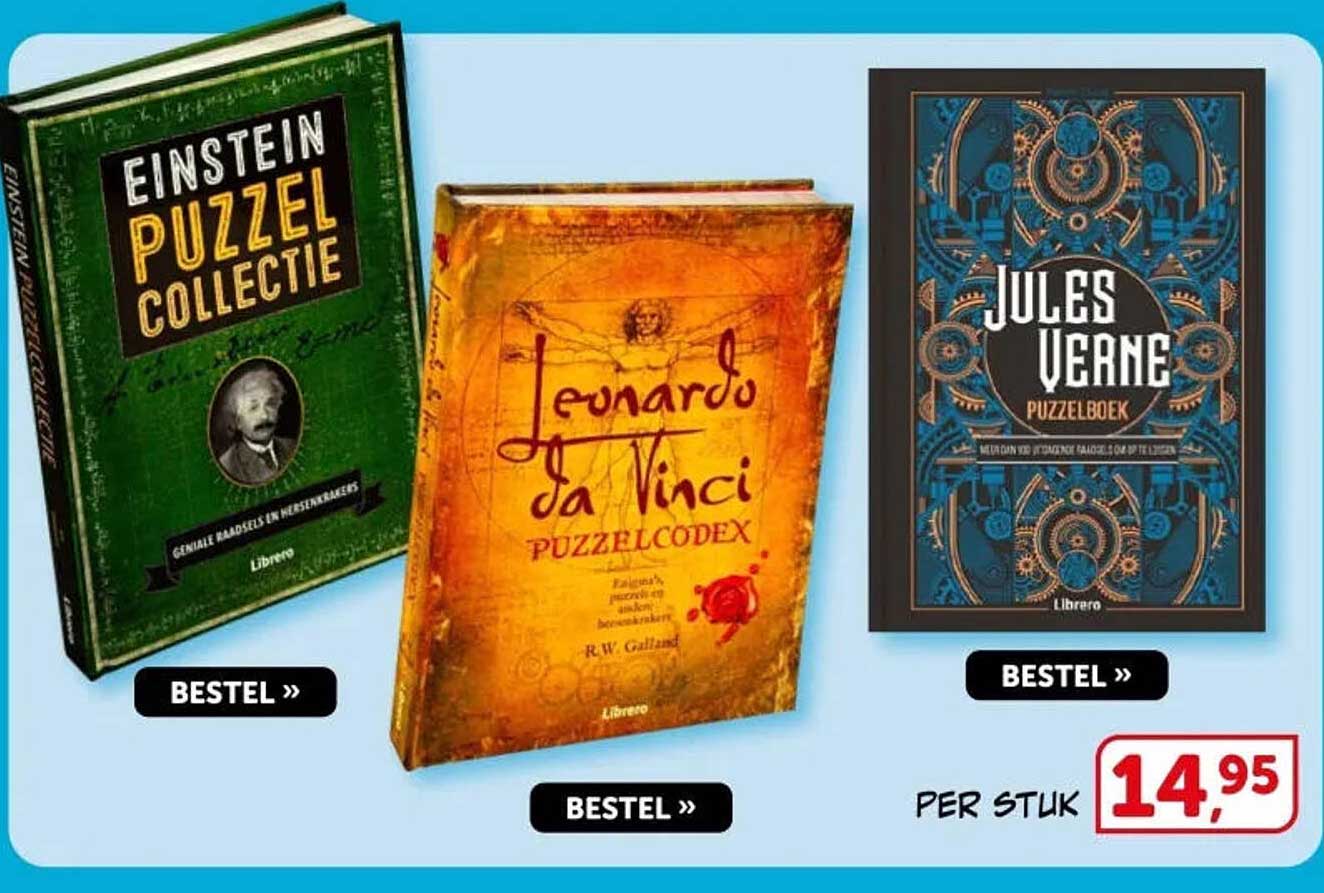Einstein Puzzel Collectie, Leonardo da Vinci Puzzelcodex, Jules Verne Puzzelboek