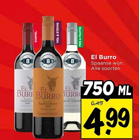 El Burro Spaanse wijn. Alle soorten