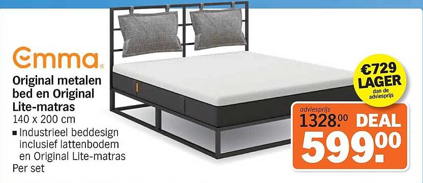 Emma Original metalen bed en Original Lite-matras